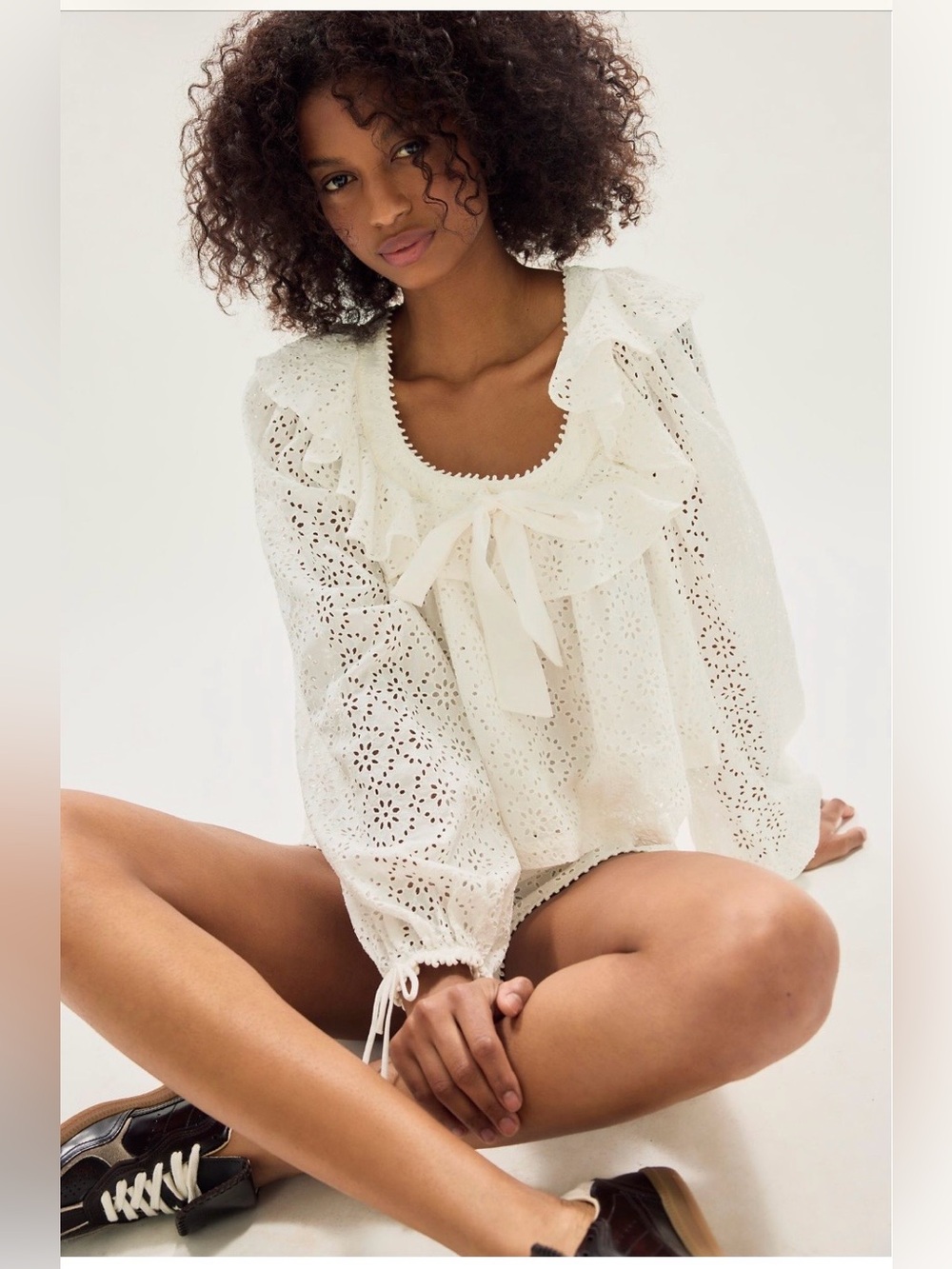 Free People For Love & Lemons Willa Eyelet Shirt Set NWT ๐ฏ Cotton